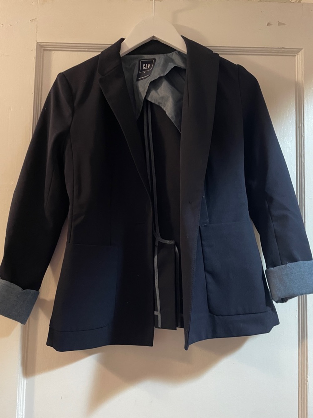 GAP Women's Navy Casual Blazer with Rolled Cuffs